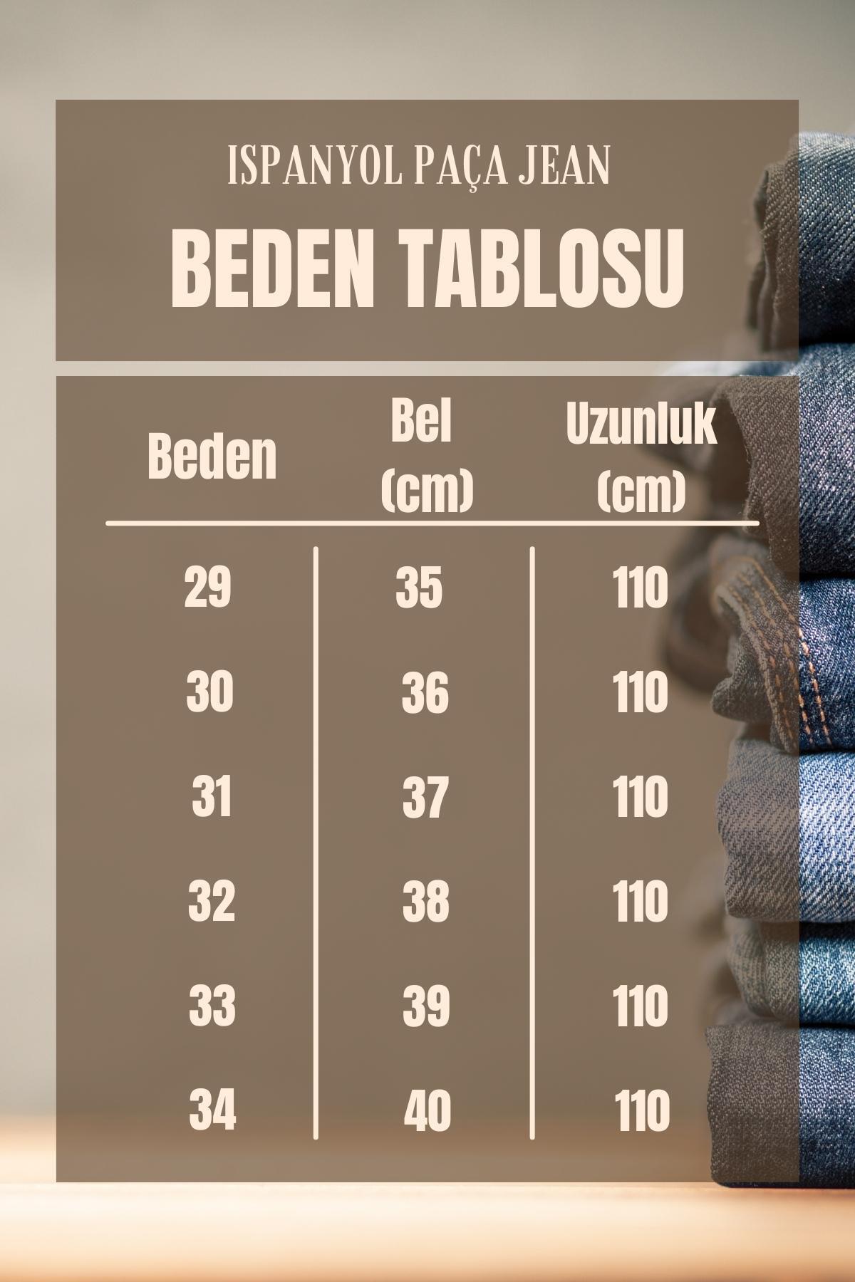 İspanyol Paça Yüksek Bel Kar Yıkama Lacivert Jean Pantolon