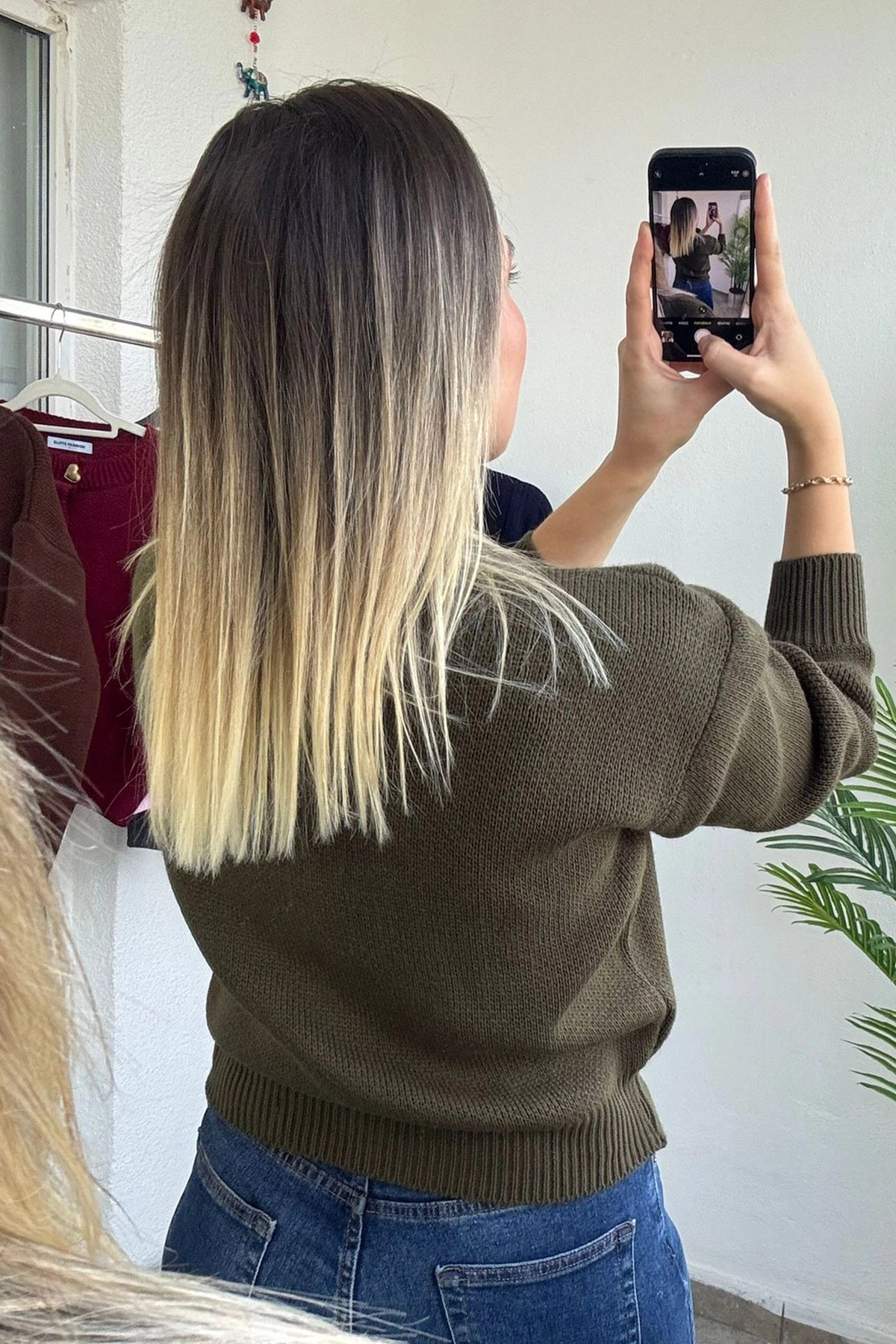 Kalp Düğme Detaylı Bisiklet Yaka Haki Hırka